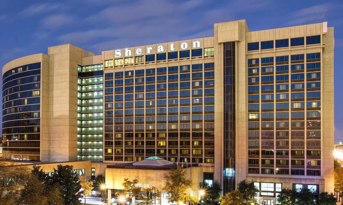 The Sheraton Birmingham Hotel at dusk